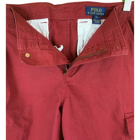 POLO RALPH LAUREN Womens Ripstop Cargo Shorts RL-1967 Red Sz 20 100% Cotton - Picture 4 of 13